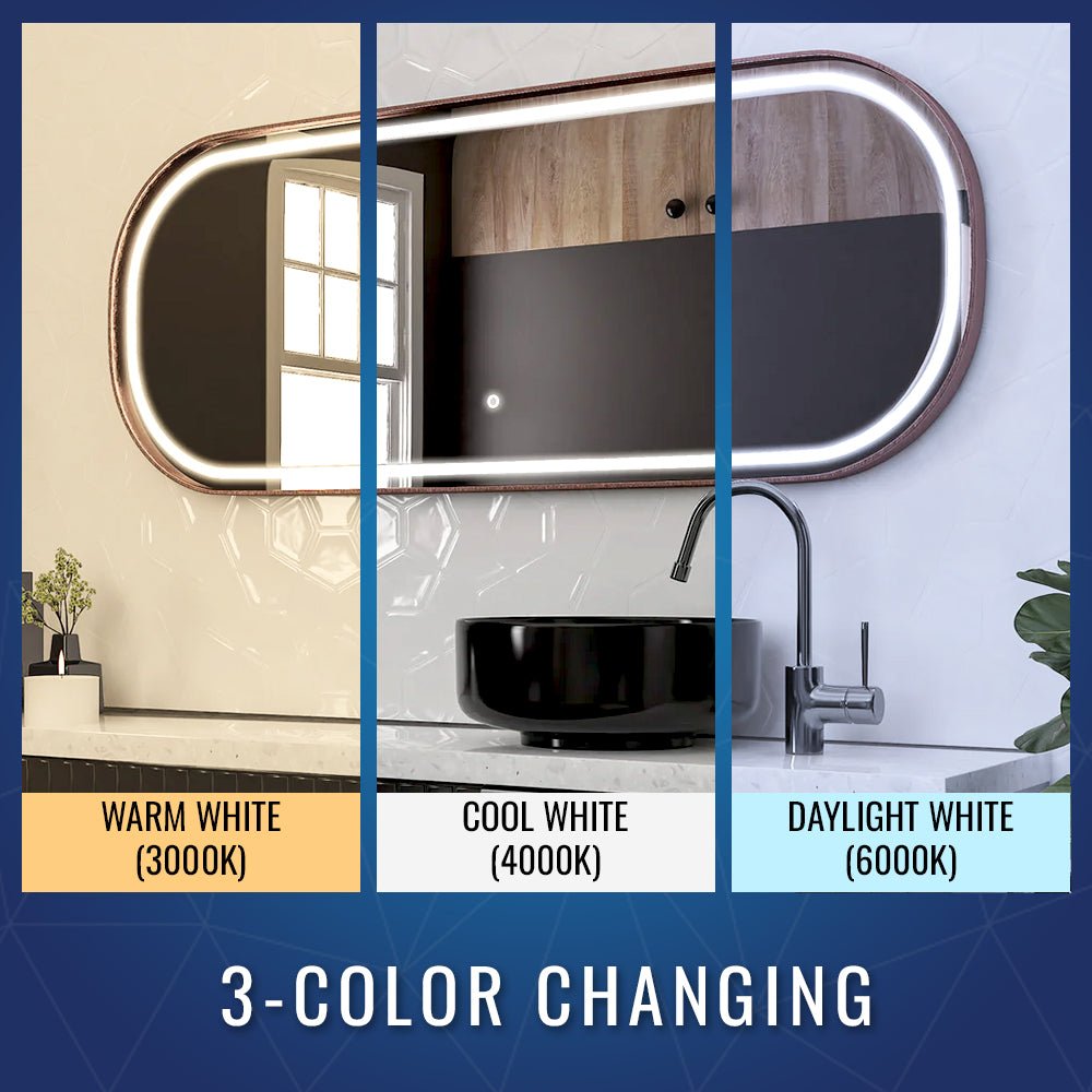26 in. X 63 in. LED Lighted Bathroom Vanity Mirror with Rose Gold Frame, CRI 90+, Anti - Fog Adjustable Color Temperature & Remembrance, Lighted Makeup Mirrors, Realx Style - LEDMyPlace