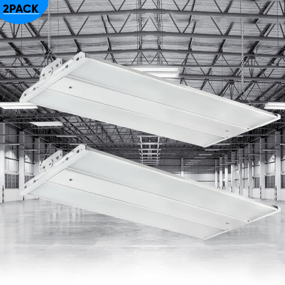 2FT LED Linear High Bay Shop Light, 110W, 5700K, 15000LM, 120 - 277VAC, 0 - 10V Dim, UL DLC Listed, Linear Hanging Light for Warehouse Workshops - 2 Pack - LEDMyPlace