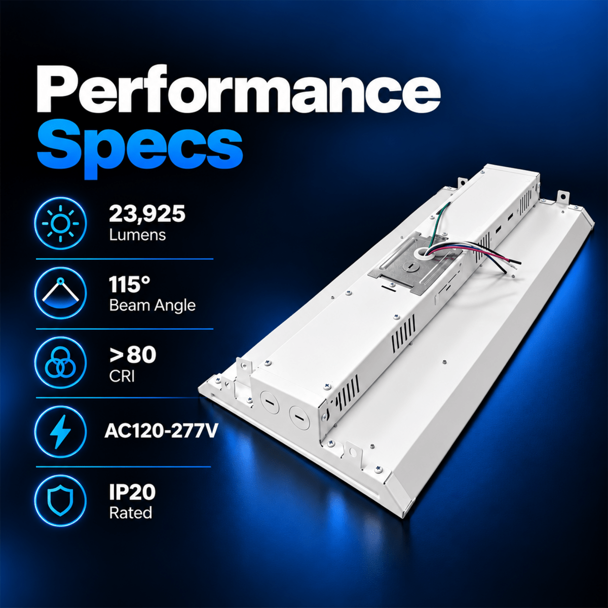 2FT Linear LED High Bay Light 105W/135W/165W Wattage Adjustable, 4000k/5000K/6500K CCT Changeable, Dip Switch, 0-10V Dim, 120-277V Input Voltage, ETL, DLC 6.0 Listed - LEDMyPlace