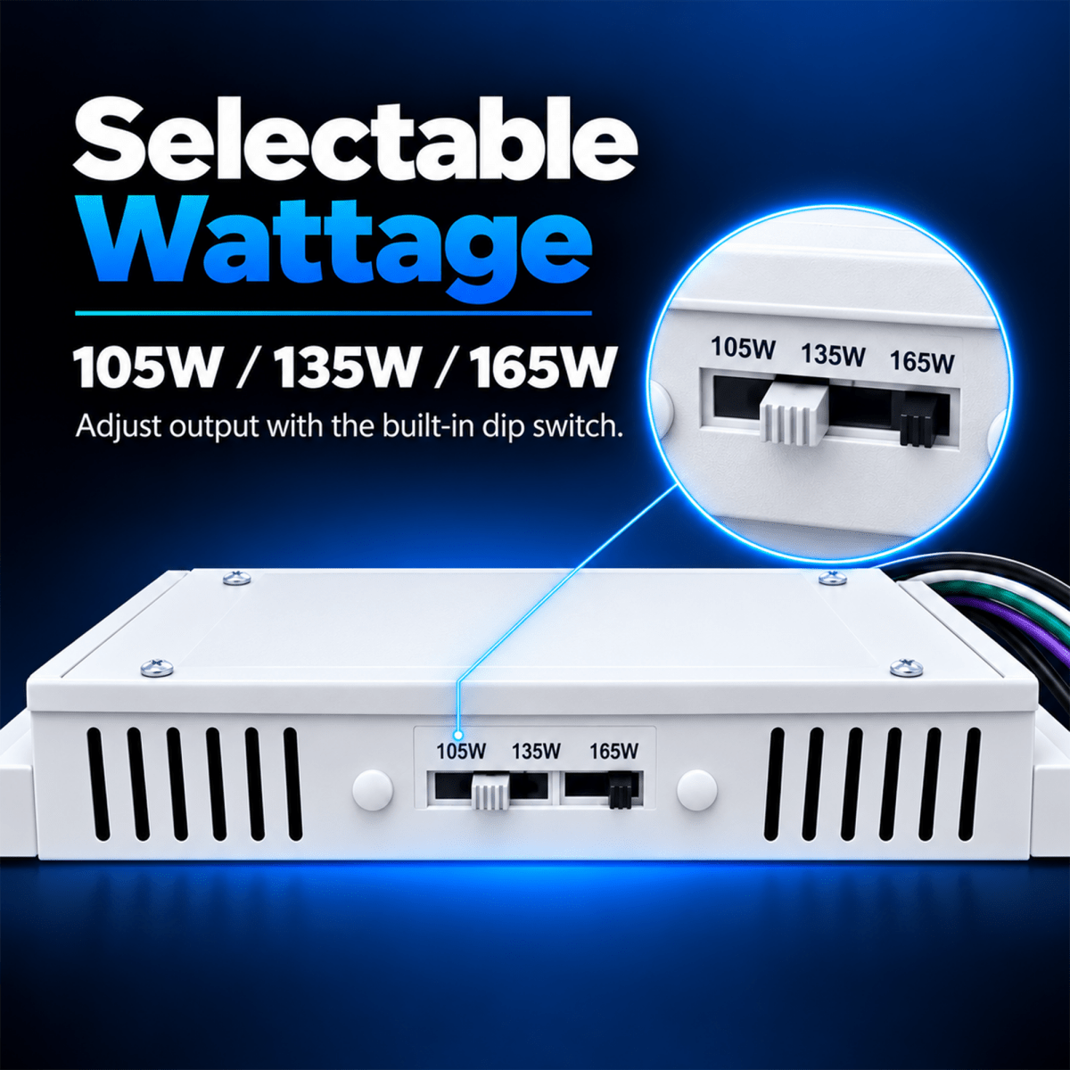 2FT Linear LED High Bay Light 105W/135W/165W Wattage Adjustable, 4000k/5000K/6500K CCT Changeable, Dip Switch, 0-10V Dim, 120-277V Input Voltage, ETL, DLC 6.0 Listed - LEDMyPlace