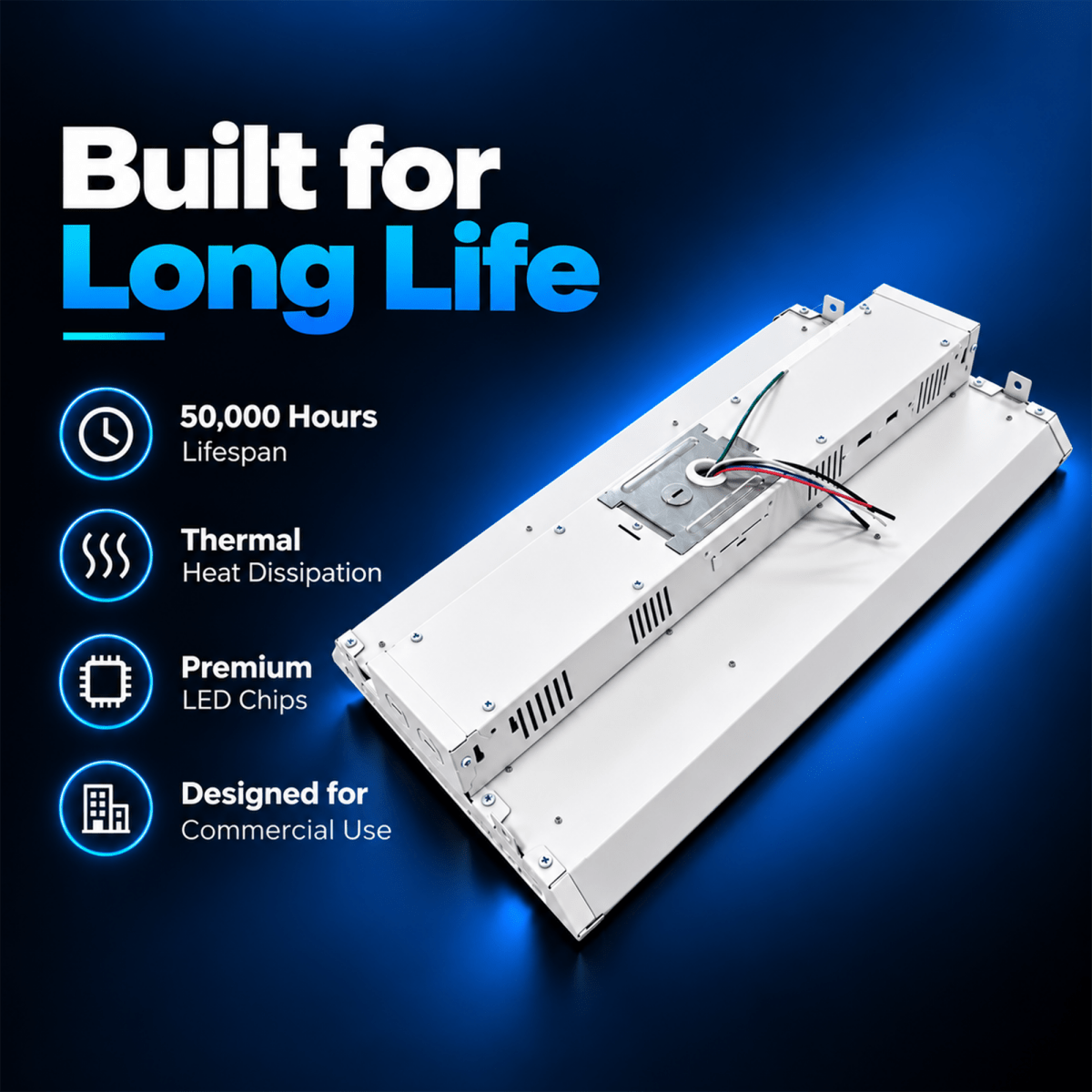 2FT Linear LED High Bay Light 105W/135W/165W Wattage Adjustable, 4000k/5000K/6500K CCT Changeable, Dip Switch, 0-10V Dim, 120-277V Input Voltage, ETL, DLC 6.0 Listed - LEDMyPlace