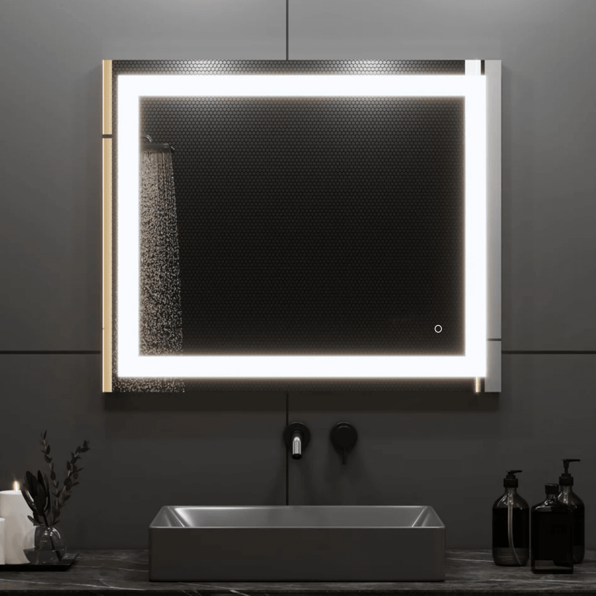 36 in. X 36 in. LED Lighted Bathroom Vanity Mirror, Anti Fog, CRI 90+, Adjustable Color Temperature & Remembrance, Makeup Mirror, Touch Button, Inner Window Style - LEDMyPlace
