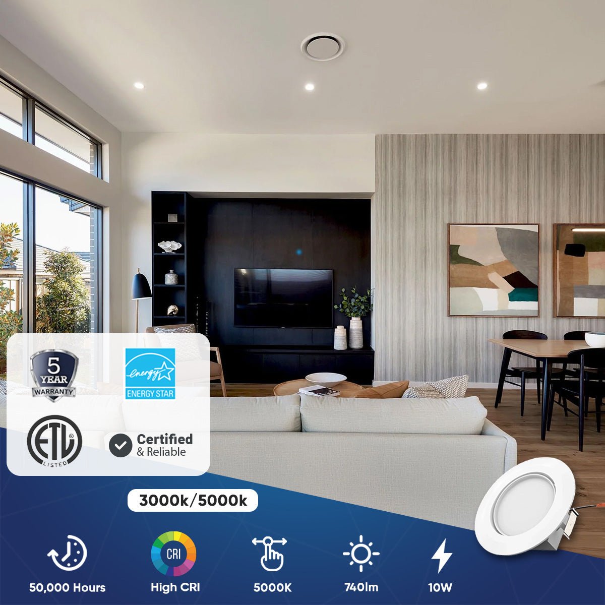 4 Inch LED Recessed Lighting with Adjustable Eyeball, 10W, Dimmable, M