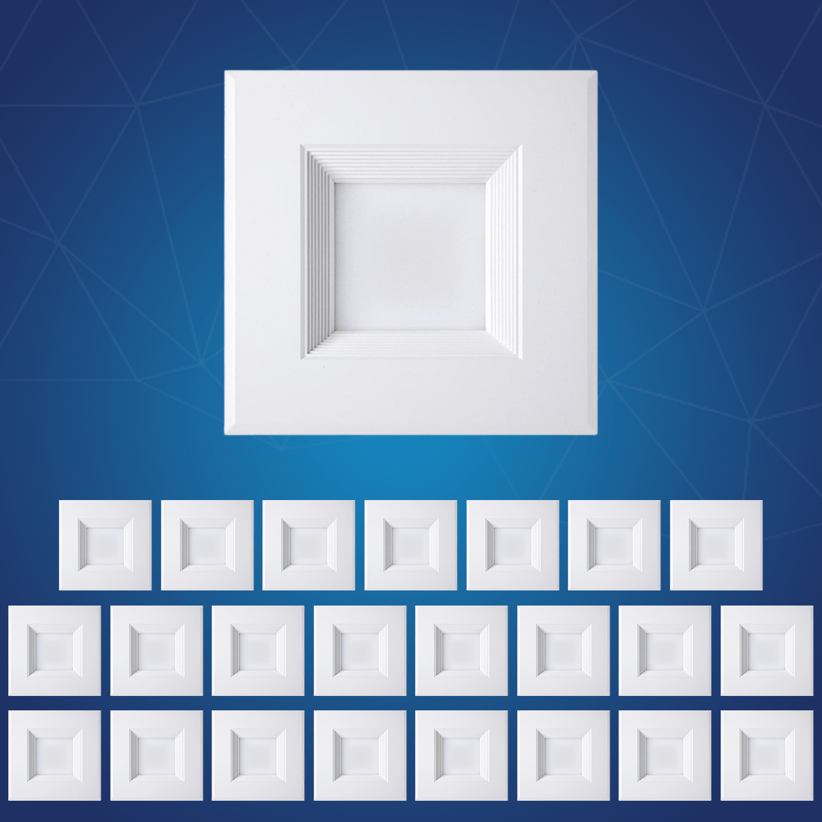 4" Square LED Downlight, 10W, 5CCT Changeable: 2700K/3000K/3500K/4000K/5000K, 120V AC, Baffle Aluminum Trim, Damp Rated - LEDMyPlace