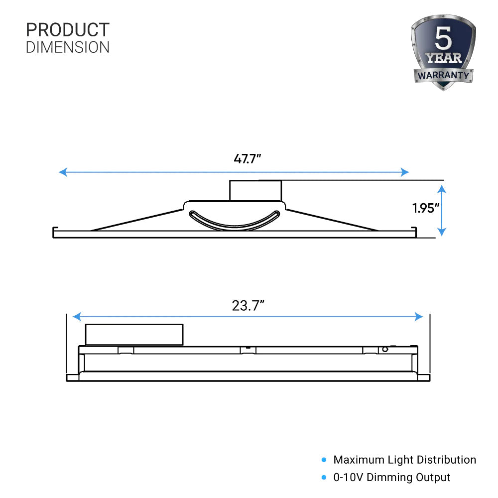2 ft. x 4 ft. LED Troffer Panel Light, 50W/60W/72W Switchable, 4000K/5000K/6500K CCT Changeable, Dip Switch, 0-10V Dim, 100V-277V, ETL, DLC 5.1 Listed, Recessed Light Fixtures - draft