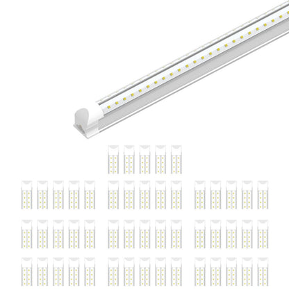 4ft LED Shop Light Fixture, 30W V Shape 6500K 3900LM Clear Cover, AC100 - 277V, ETL Listed, Plug and Play, Damp Location, High Output T8 Integrated LED Tube, Linkable LED Shop Lights for Garage, Workshop, Basement - LEDMyPlace