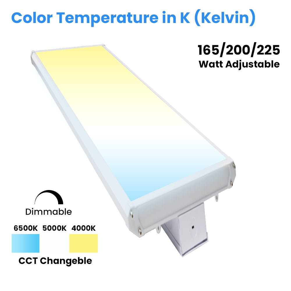 4FT Linear LED High Bay Light 165W/200W/225W Wattage Adjustable, 4000k/5000K/6500K CCT Changeable, Dip Switch, 0 - 10V Dim, 120 - 277V Input Voltage, ETL, DLC 5.1 Listed - LEDMyPlace