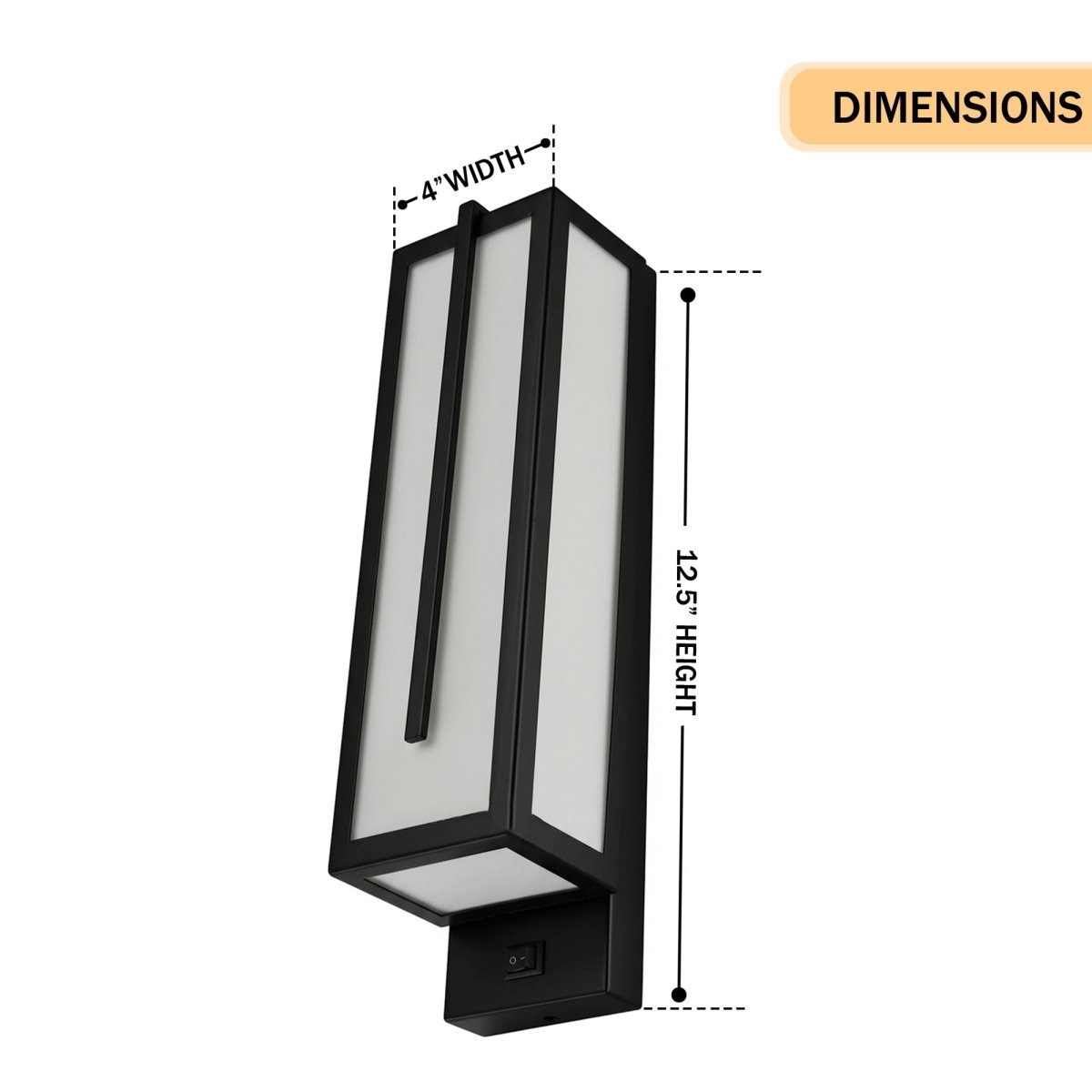 4″W x 12.5″H Black Wall Sconce with Integrated 15W LED – 5000K Hardwired Light - LEDMyPlace