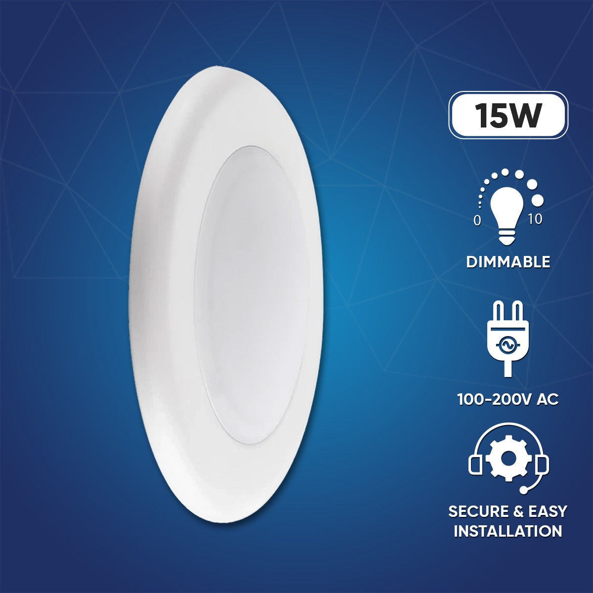 5 in. and 6 in. LED Recessed Lighting, Surface Mount Disk Light, Round