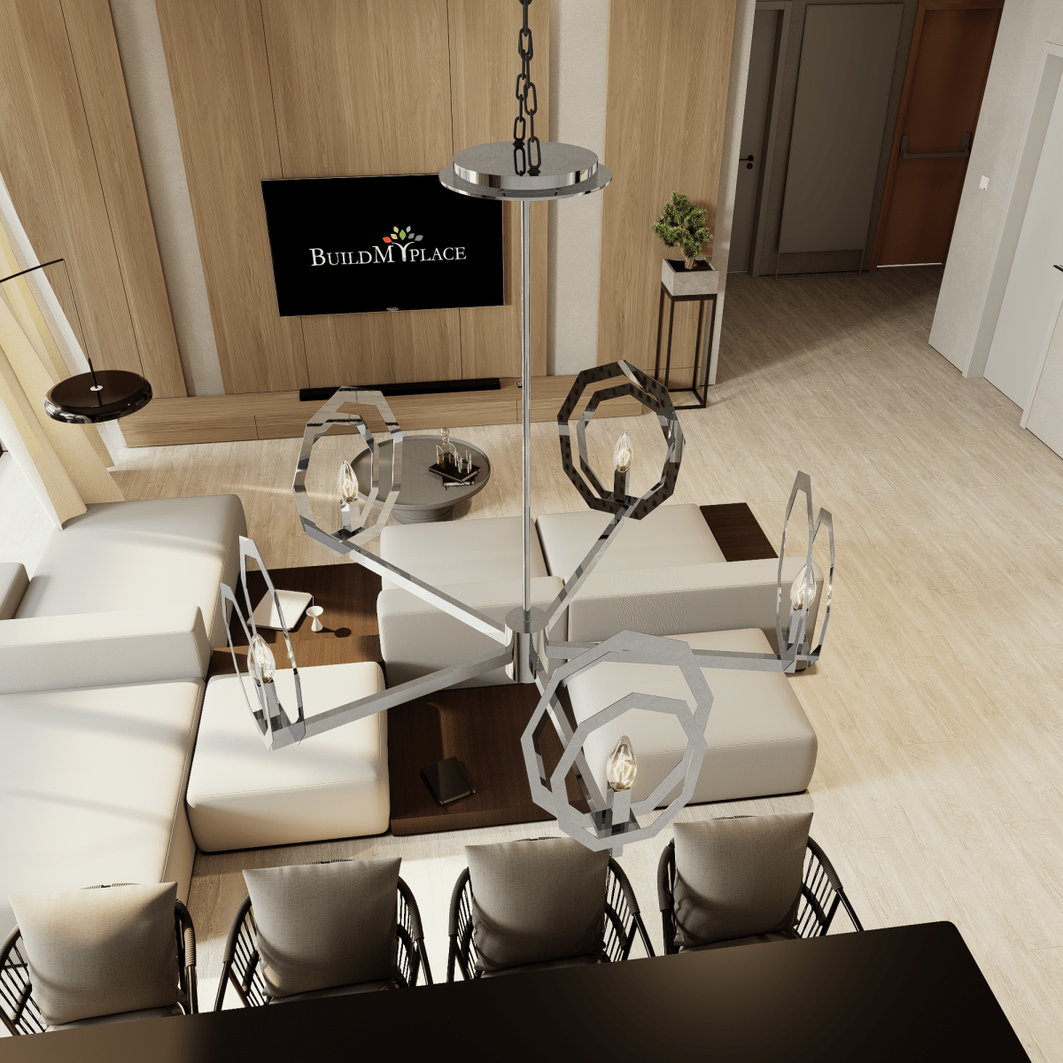 5 - Light Chrome and Stainless Steel Chandelier Light with White Glass, E12 Base, 120V, Bulb Type B10, Socket type E12, Max wattage Per Socket 60W - 28“D x 16”H - LEDMyPlace