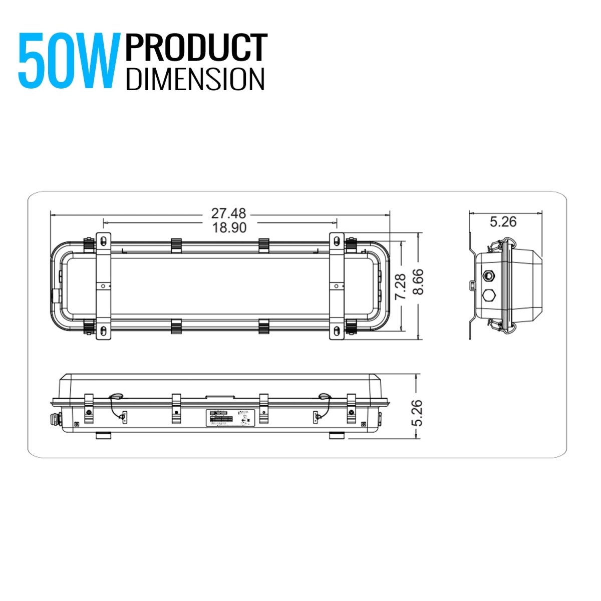 50 Watt 4FT LED Explosion Proof Vapor Proof Light, R Series, Dimmable, 5000K, 7000LM, AC100 - 277V, IP66, Ideal for Oil & Gas Refineries, Drilling Rigs, Petrochemical Facilities - LEDMyPlace