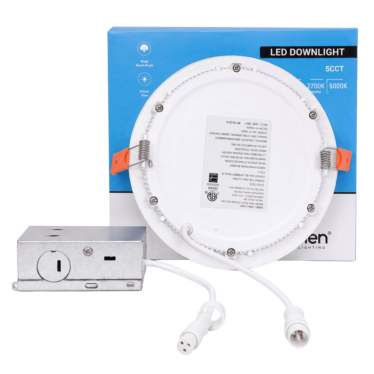 6" 12W LED Slim Panel Recessed Ceiling Light CCT Changeable 2700K/3000K/3500K/4000K/5000K, with Junction Box, Round - LEDMyPlace