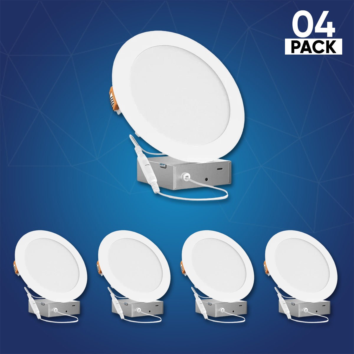 6" 12W LED Slim Panel Recessed Ceiling Light CCT Changeable 2700K/3000K/3500K/4000K/5000K, with Junction Box, Round - LEDMyPlace