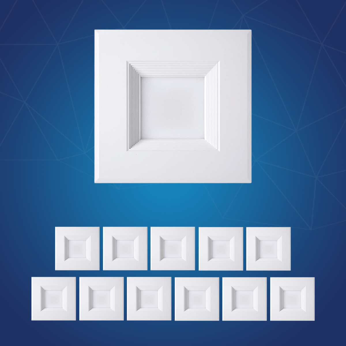 6" Square LED Downlight - CCT Changeable 2700K/3000K/3500K/4000K/5000K, 15W, 120V AC, Baffle Aluminum Trim, Damp Location - Dimmable Ceiling Lights with E26 base - LEDMyPlace