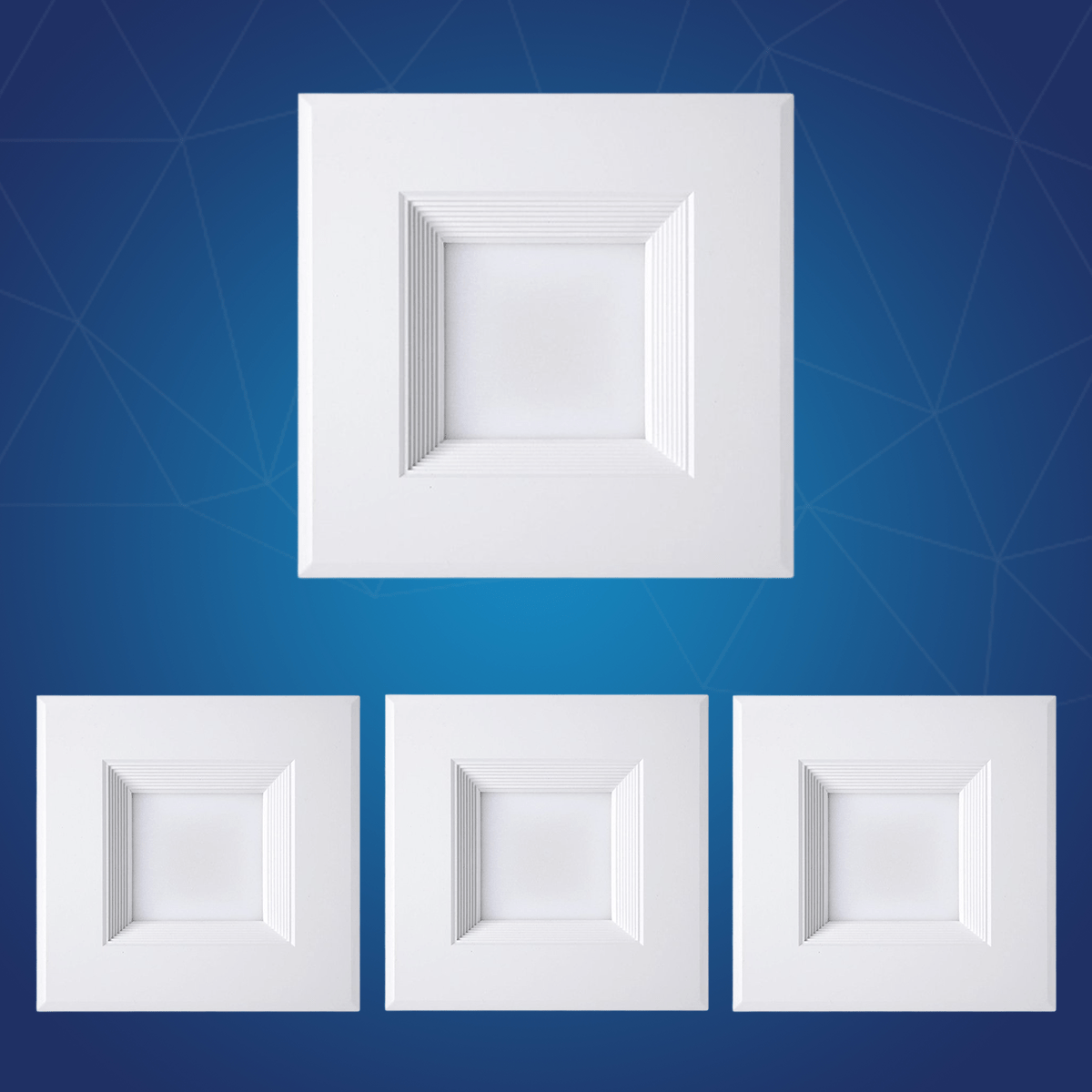 6" Square LED Downlight - CCT Changeable 2700K/3000K/3500K/4000K/5000K, 15W, 120V AC, Baffle Aluminum Trim, Damp Location - Dimmable Ceiling Lights with E26 base - LEDMyPlace