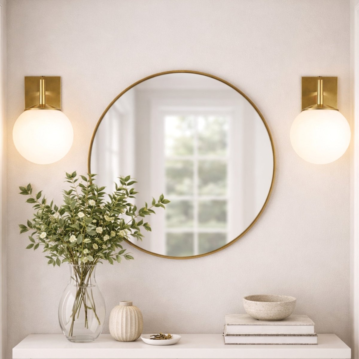 6.5″W x 10″H x 8″E Burnished Brass Wall Sconce with Frosted White Acrylic Shade and E26 Rocker - Switch Light - 4 Pack - LEDMyPlace