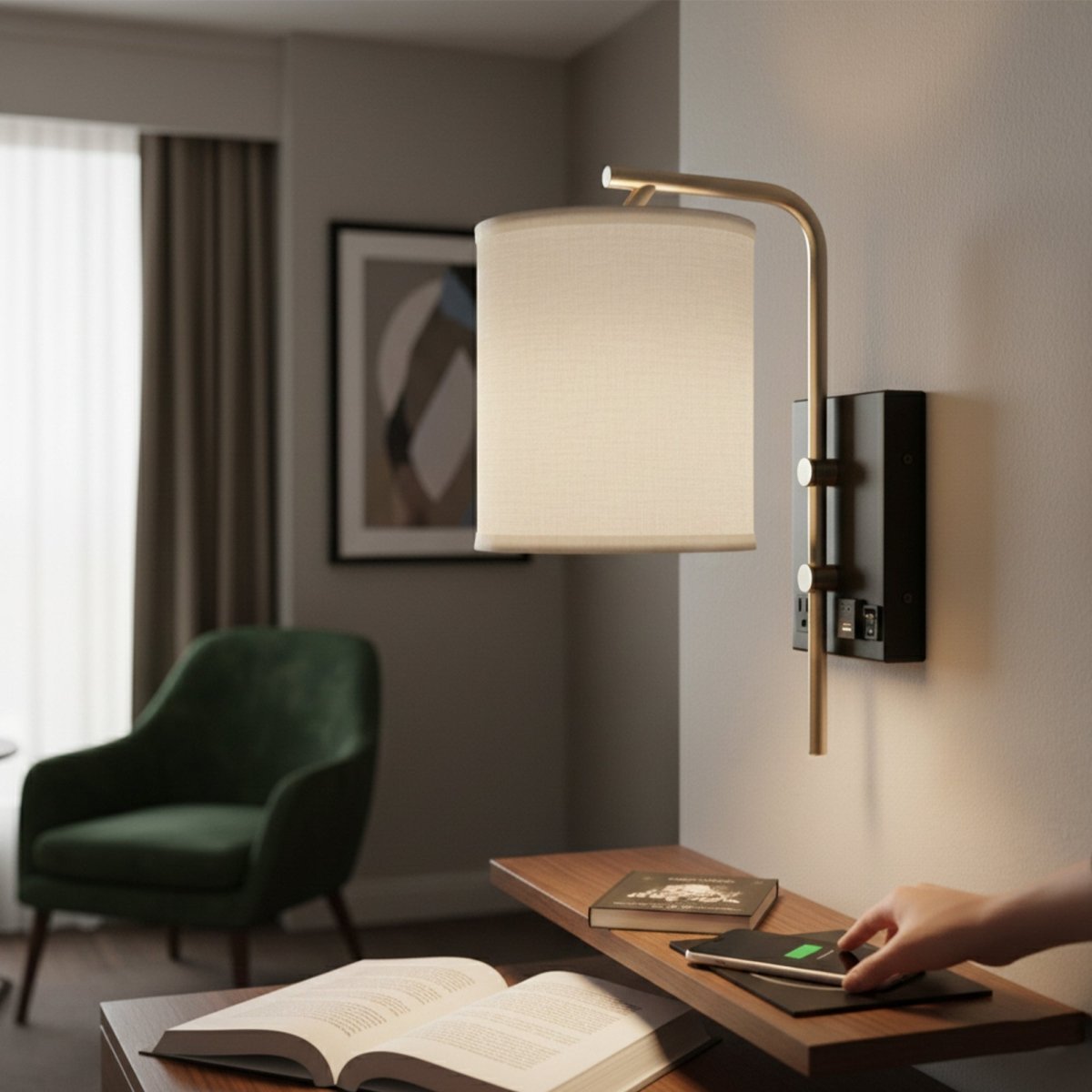 6″W x 13″H Single Wall Lamp with White Linen Shade – Matte Black or Brushed Nickel Finish - 4 Pack - LEDMyPlace