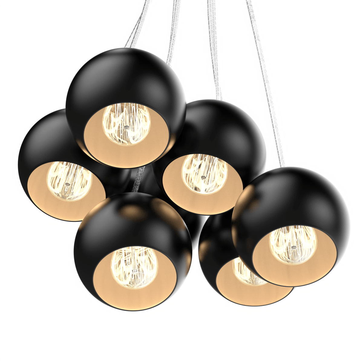 7 - Light Black Iron Globe Pendant Chandelier Fixture for Living Room, Bedroom, Dining Room, Office - LEDMyPlace