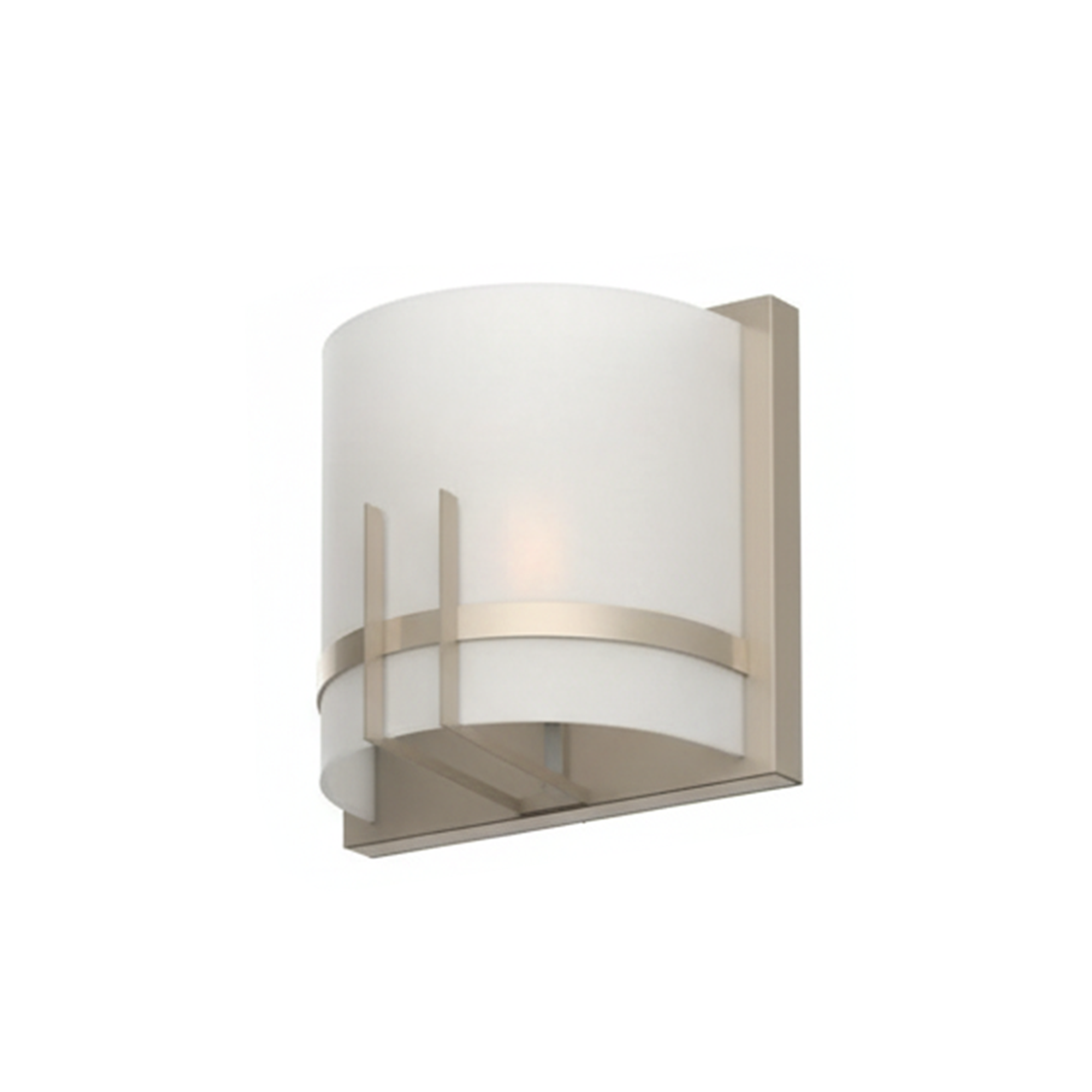 1-Light, Decorative ARC Wall Sconce Fixture, Brushed Nickel Finish with White glass shade, Dim: 9" W x 12"H x 5"E, Hallway Light Fixtures