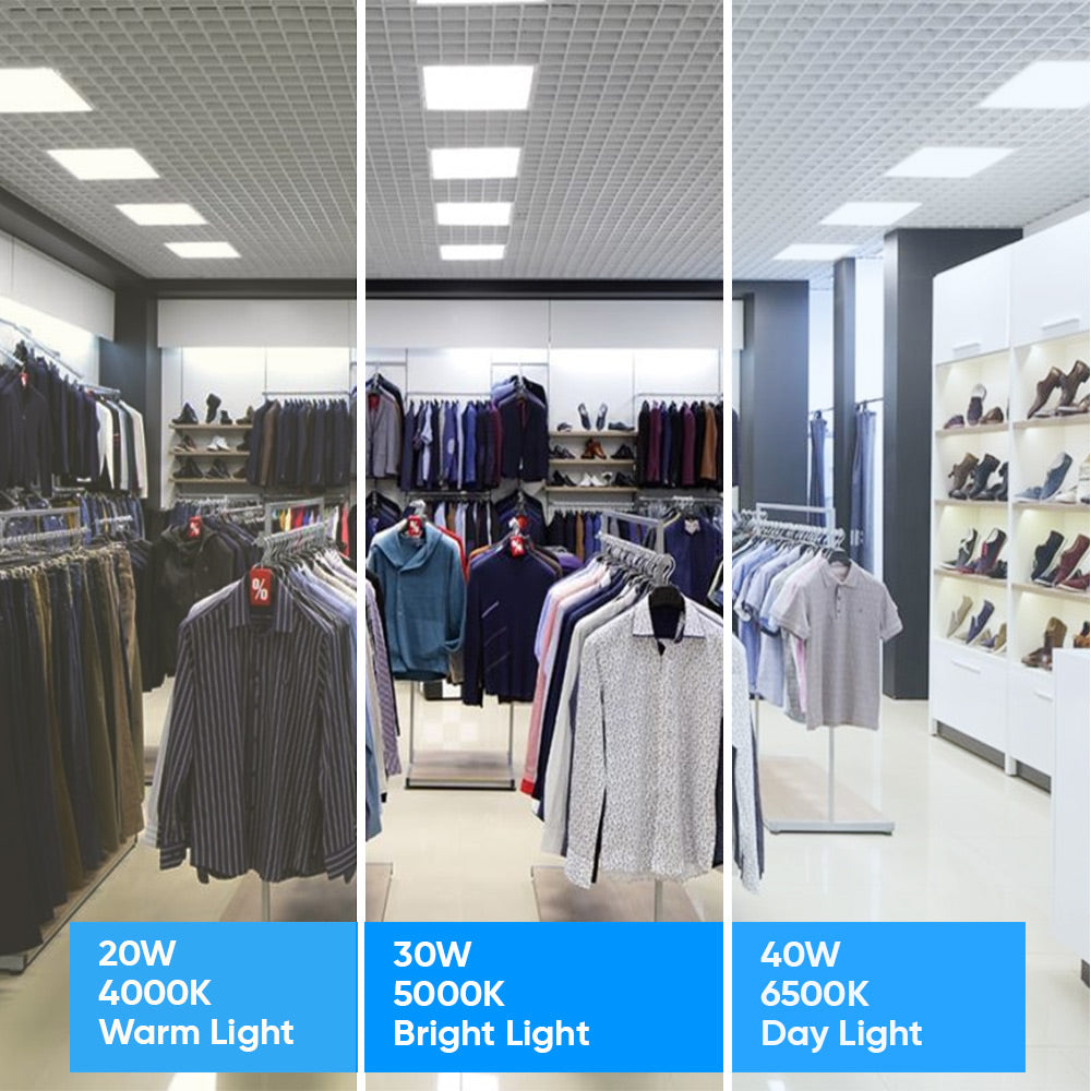 2 ft. x 2 ft. LED Flat Panel Light 20W/30W/40W Wattage Adjustable, 4000k/5000K/6500K CCT Changeable, Dip Switch, 0-10V Dim, 120-277V, ETL, DLC 5.1, Recessed Back-lit Fixture