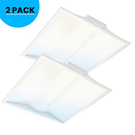 2 ft. x 2 ft. LED Troffer Panel Light, 20W/30W/40W Switchable, 4000K/5000K/6500K CCT Changeable, Dip Switch, 0-10V Dim, 100V-277V, ETL, DLC 5.1 Listed, Recessed Light Fixtures - 2 Pack
