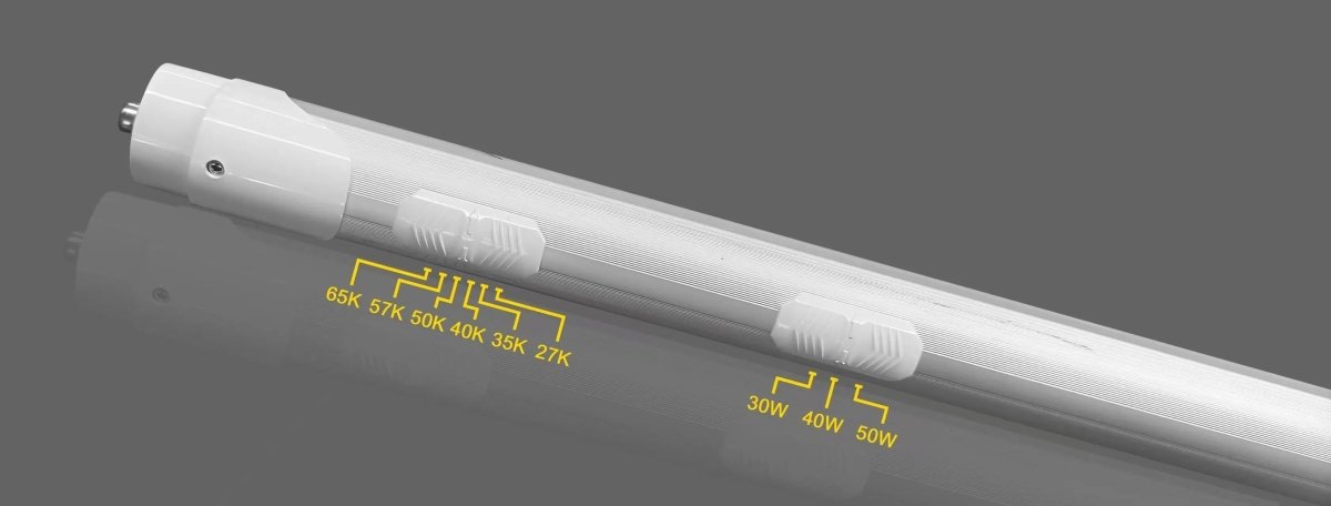 8FT LED Tube Light, 30W/40W/50W Selectable, 6CCT Selectable, 7510 Lumens, Milky Lens, ETL & DLC - LEDMyPlace