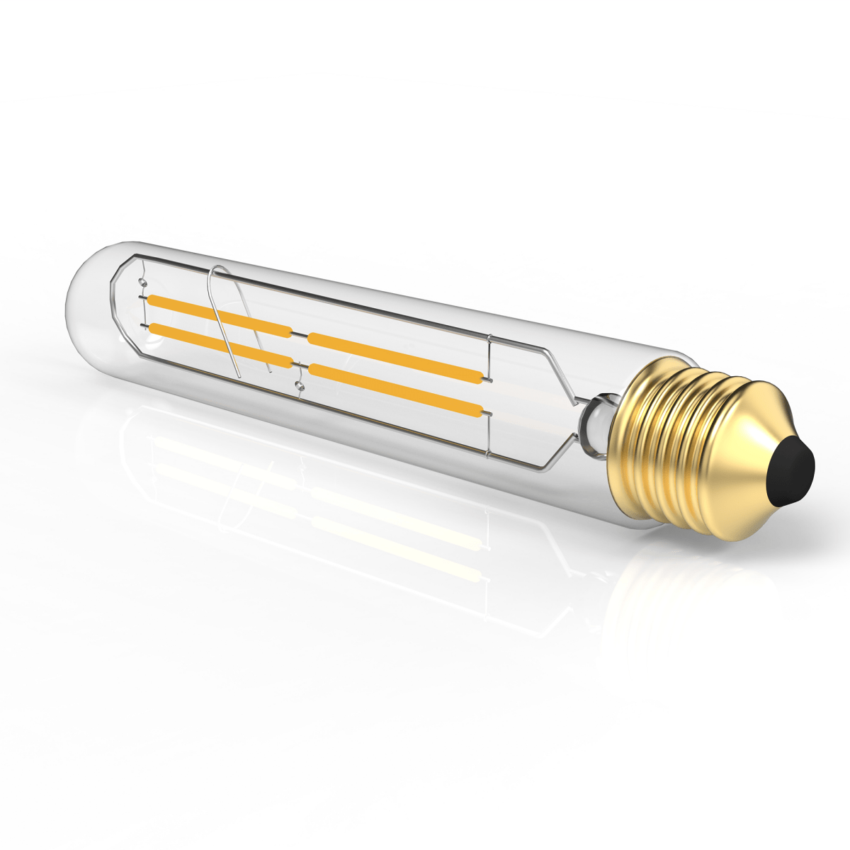 8W T10 LED Filament Bulb with E26 Base – 2700K Warm White, Dimmable - D1.26"*8.86"H - LEDMyPlace