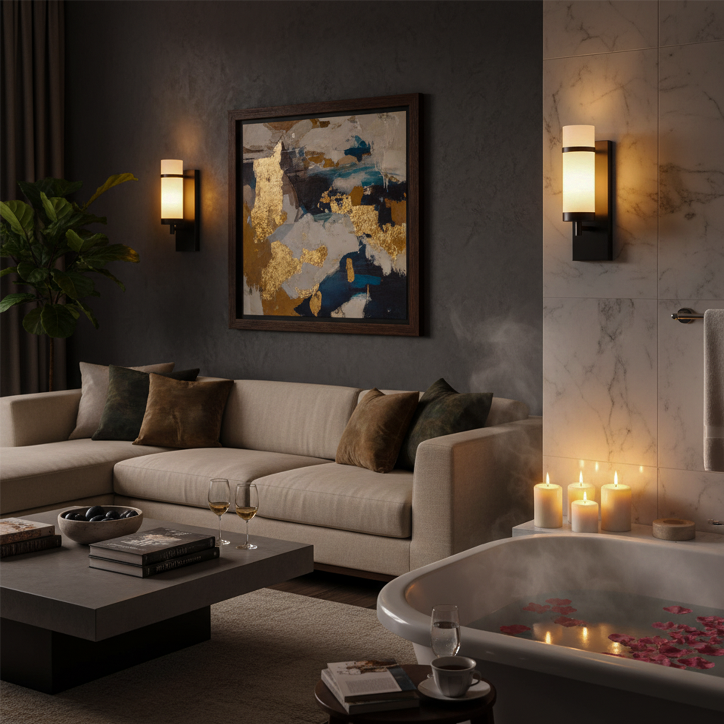 1-Light, Oil Rubbed Bronze/Satin Nickel Finish Wall Sconce with White Glass shade, Wall Mounted Lamps for Home Hotel Corridor Restaurant