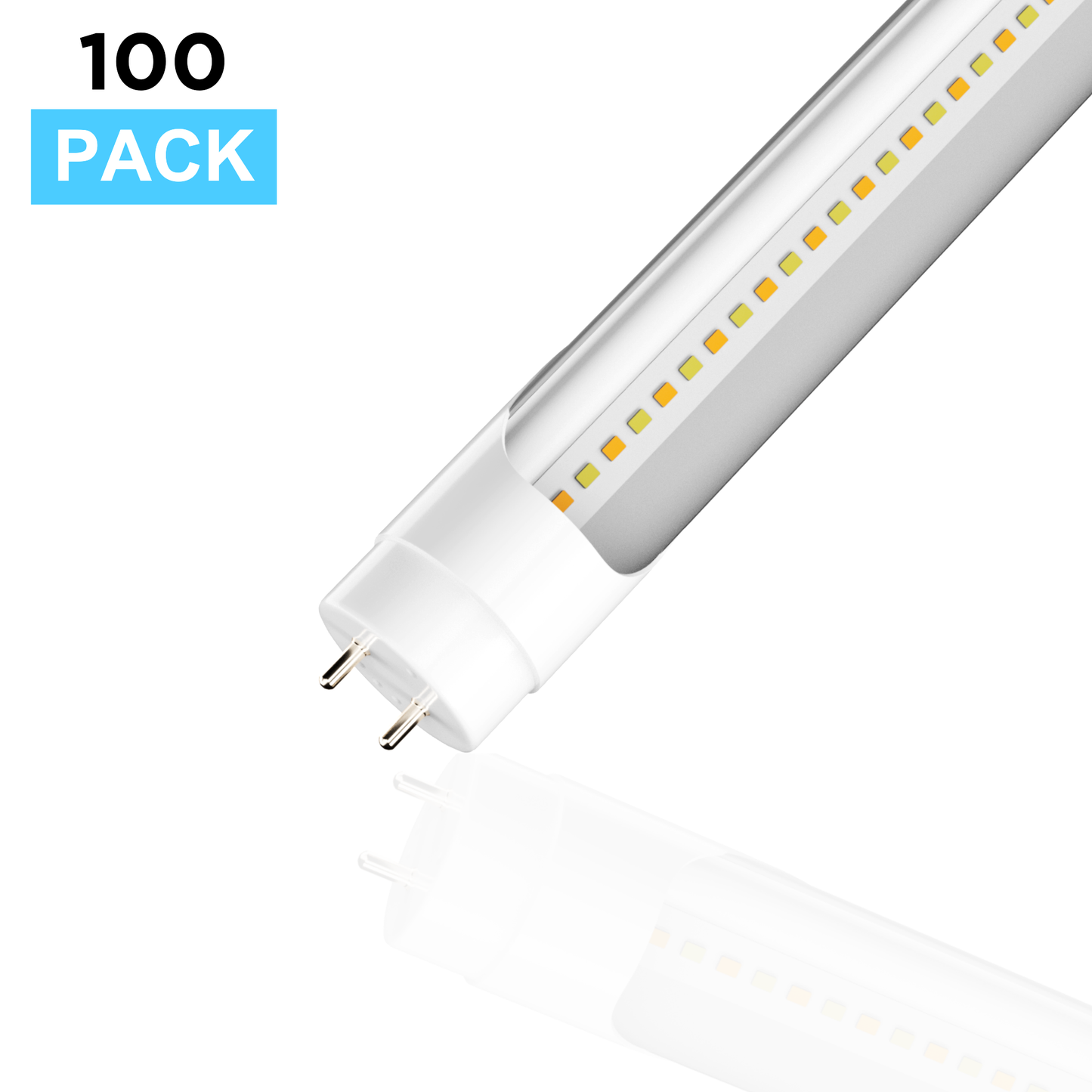 Hybrid T8 4ft LED Tube/Bulb - 22w/18w/15w/12w Wattage Adjustable, 130lm/w, 3000k/4000k/5000k/6500k CCT Changeable, Clear, Base G13, Single End/Double End Power - Ballast Compatible or Bypass