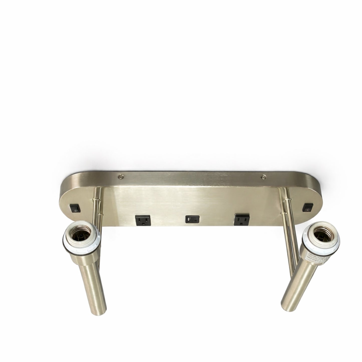 24"W x 16"H Double Wall Lamp with White Linen Shades – Plated Brushed Nickel Finish - 2 Pack