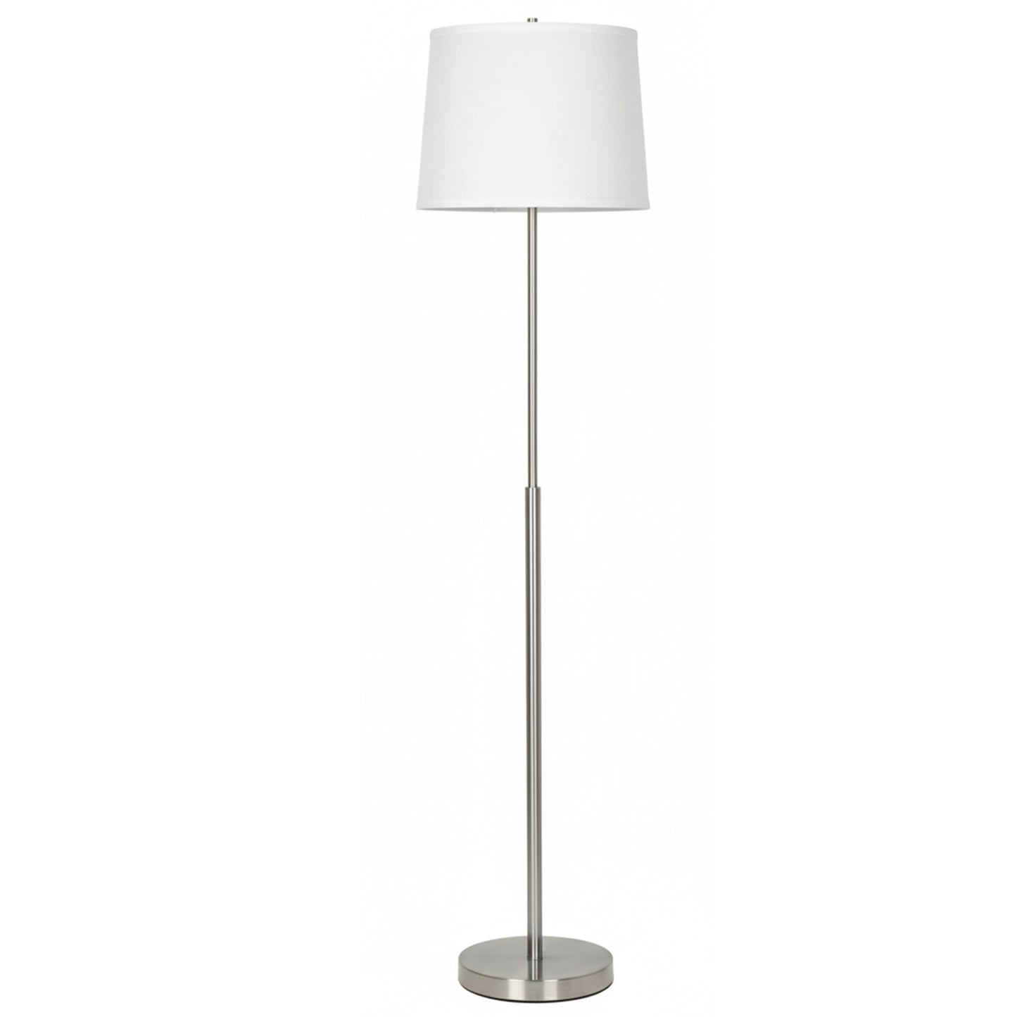 15" Dia x 59"H Modern Floor Lamp with White Linen Shade – Brushed Nickel Finish - 2 Pack
