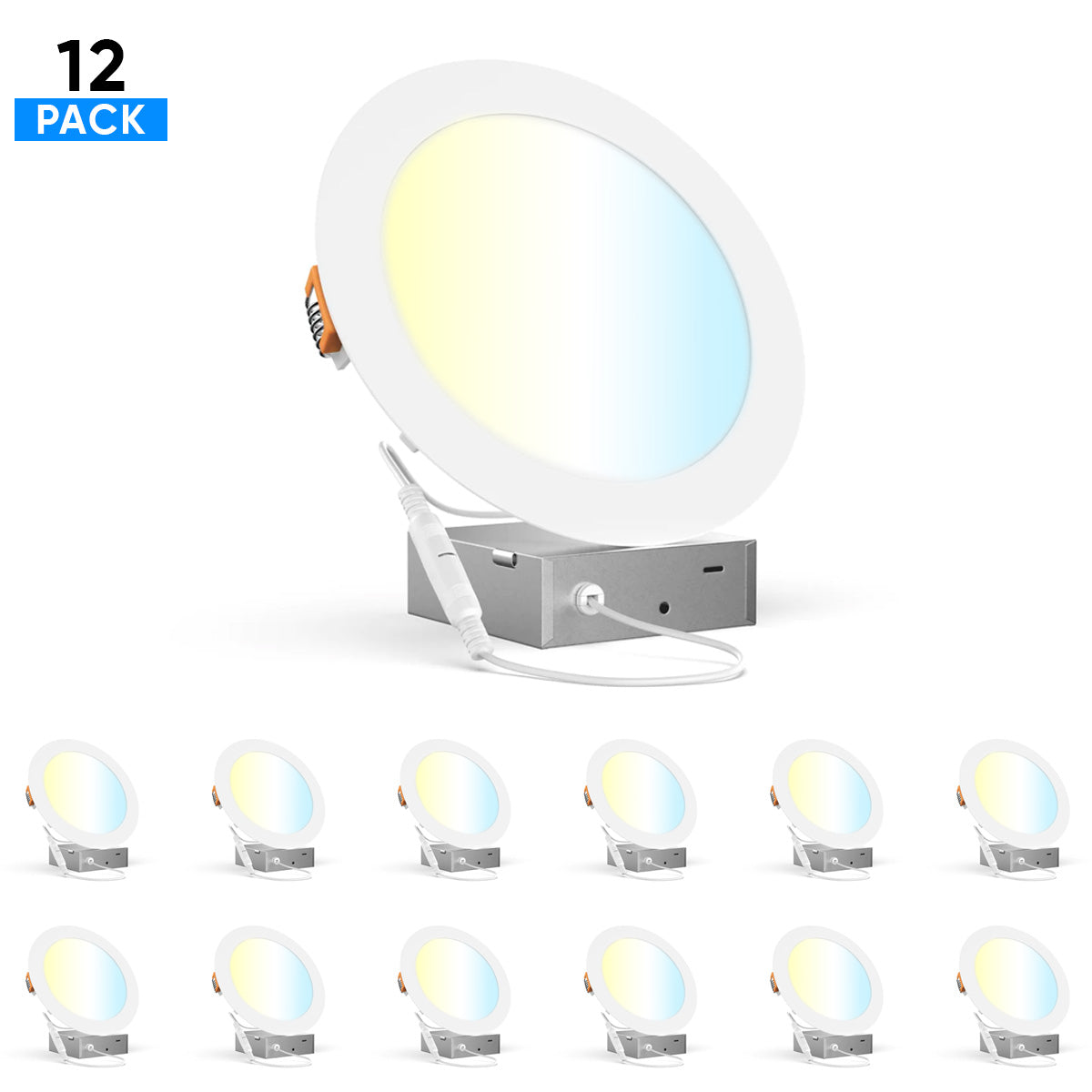 4" 9W LED Slim Panel Recessed Ceiling Light CCT Changeable 2700k 3000K 3500K 4000K 5000K, with Junction Box, Round