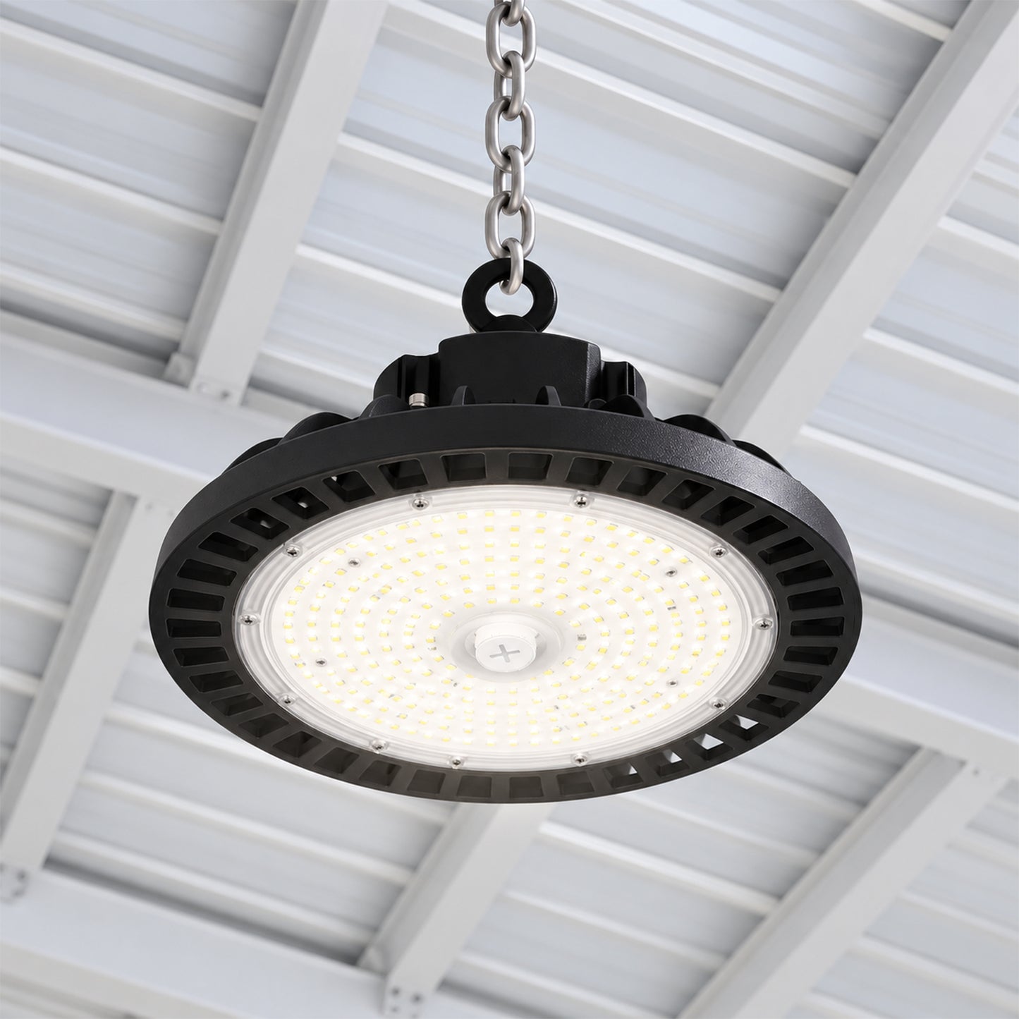 UFO LED High Bay Light, 150W/120W/100W Power Tunable, 5000K, 0-10V Dimmable, 120° Beam, AC120-277V, IP65, DLC Premium