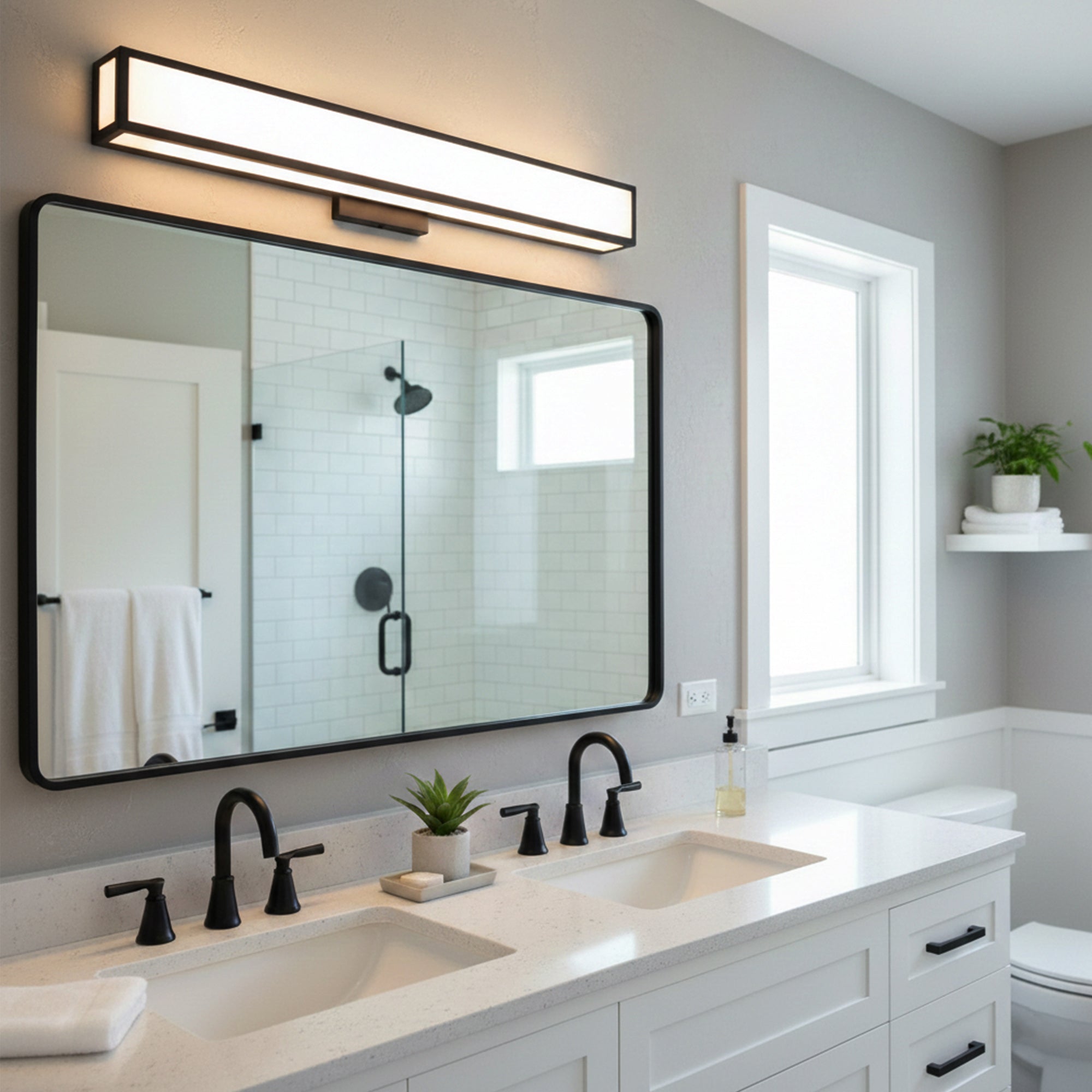 24″W x 3.5″D x 4.72″H Black LED Wall Light with Integrated 20W LED 3CCT – Hardwired