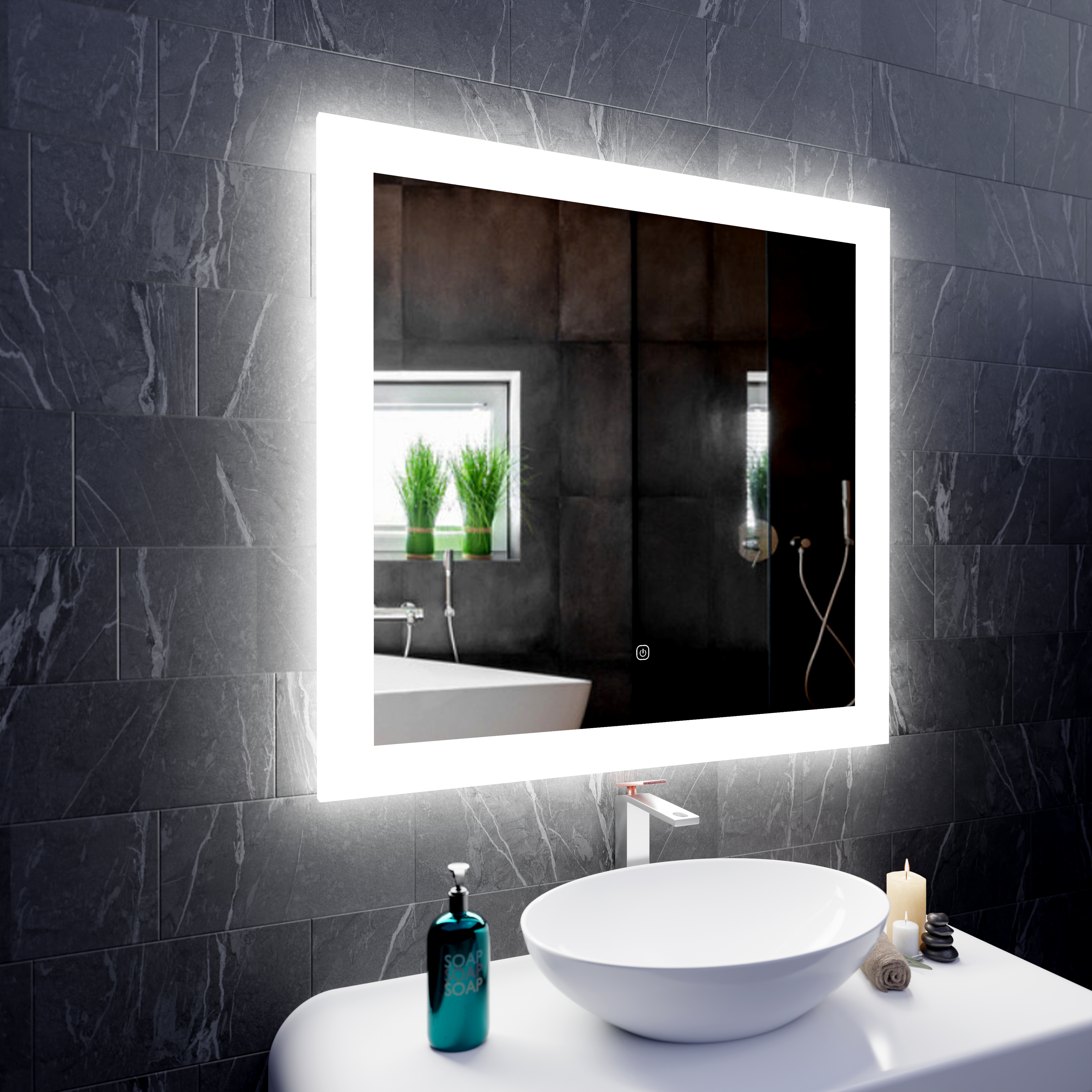 LED Mirror for Bathroom 36"x 36" w/ Backlit, Anti-Fog LED Vanity Mirror, CCT Changable (3 Colors), Memory Function, Touch Switch, Wateroroofed UL ETL Listed