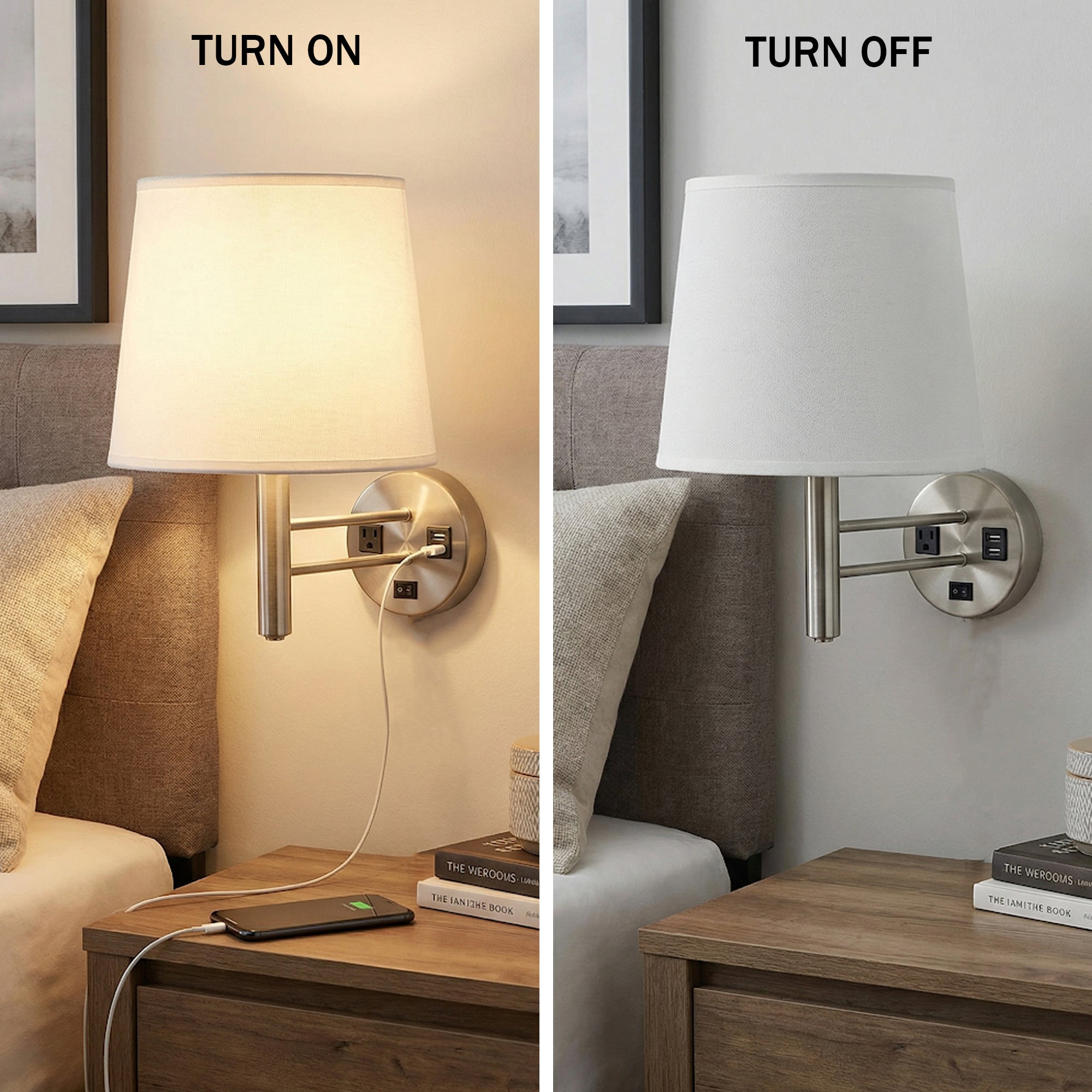 11″W x 16″H Single Wall Lamp with White Linen Shade – Brushed Nickel Finish - 4 Pack