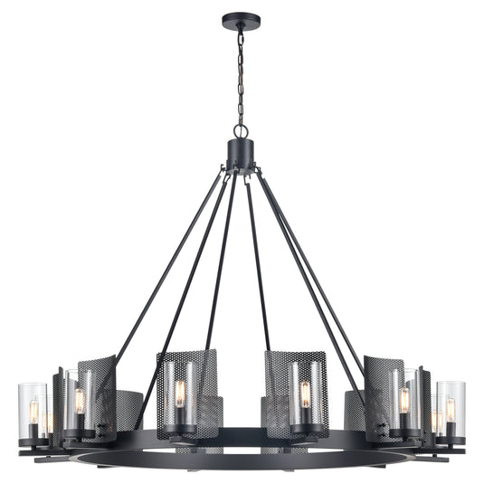 12-Light Chandeliers Diam 50'', Chrome Finish with Clear Glass , E12 Base