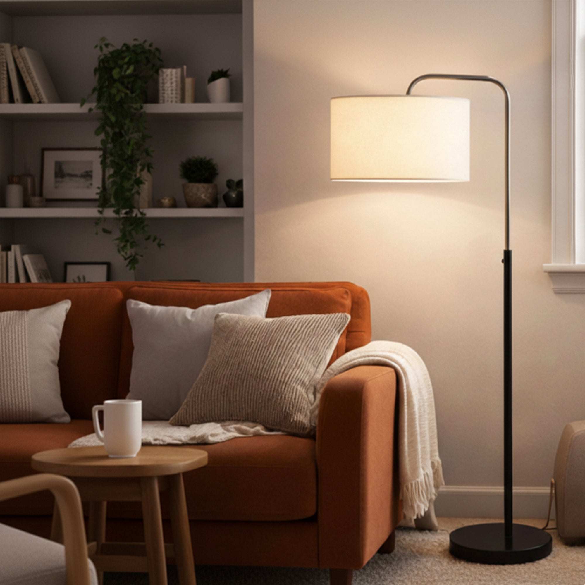 15″W x 60″H Floor Lamp with White Linen Shade – Black or Brushed Nickel Finish - 2 Pack