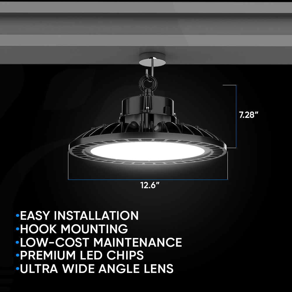 UFO LED High Bay Light 240W 5700K 34000LM, Waterproof IP65, 1-10V Dimmable, AC277-480V High Voltage, UL, DLC Listed, For Factory, Workshop, Barn, Garage, Commercial Shop, Warehouse, Airport