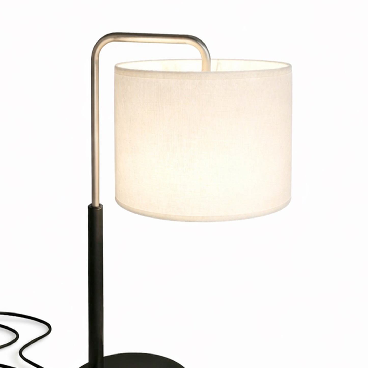 12.75″D x 23″H Modern Desk Lamp with White Linen Shade – Black or Brushed Nickel Finish - 2 Pack