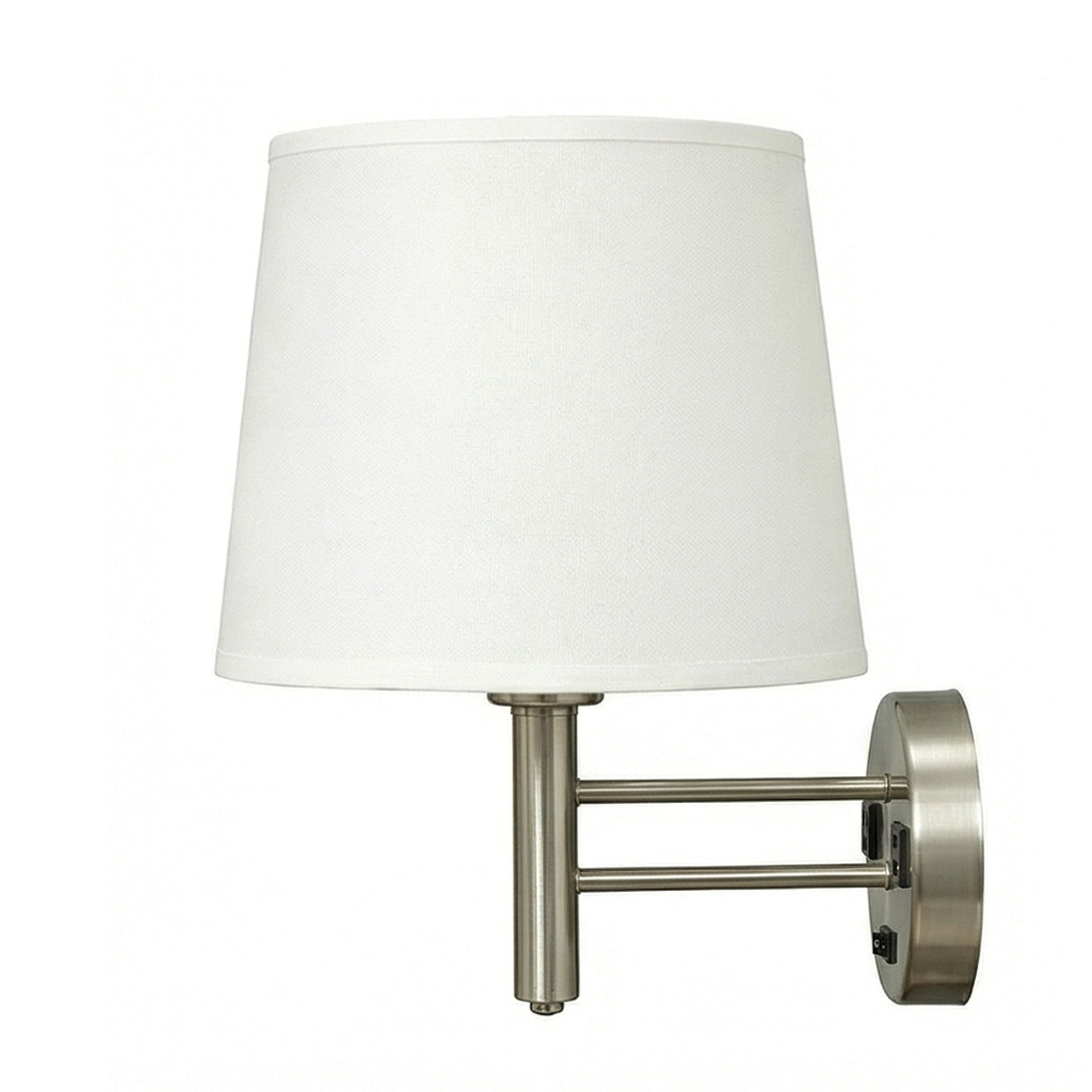 11″W x 16″H Single Wall Lamp with White Linen Shade – Brushed Nickel Finish - 4 Pack
