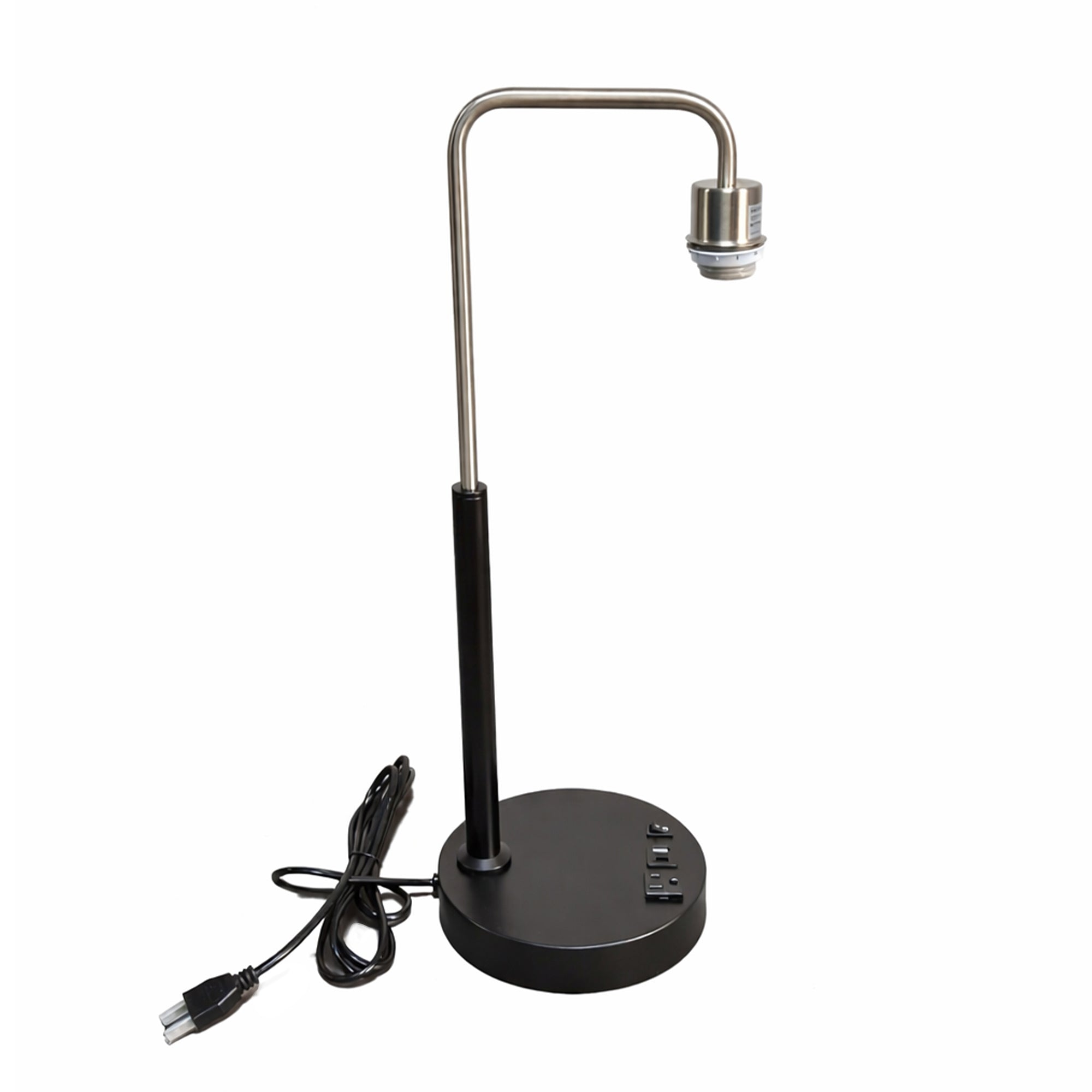 12.75″D x 23″H Modern Desk Lamp with White Linen Shade – Black or Brushed Nickel Finish - 2 Pack