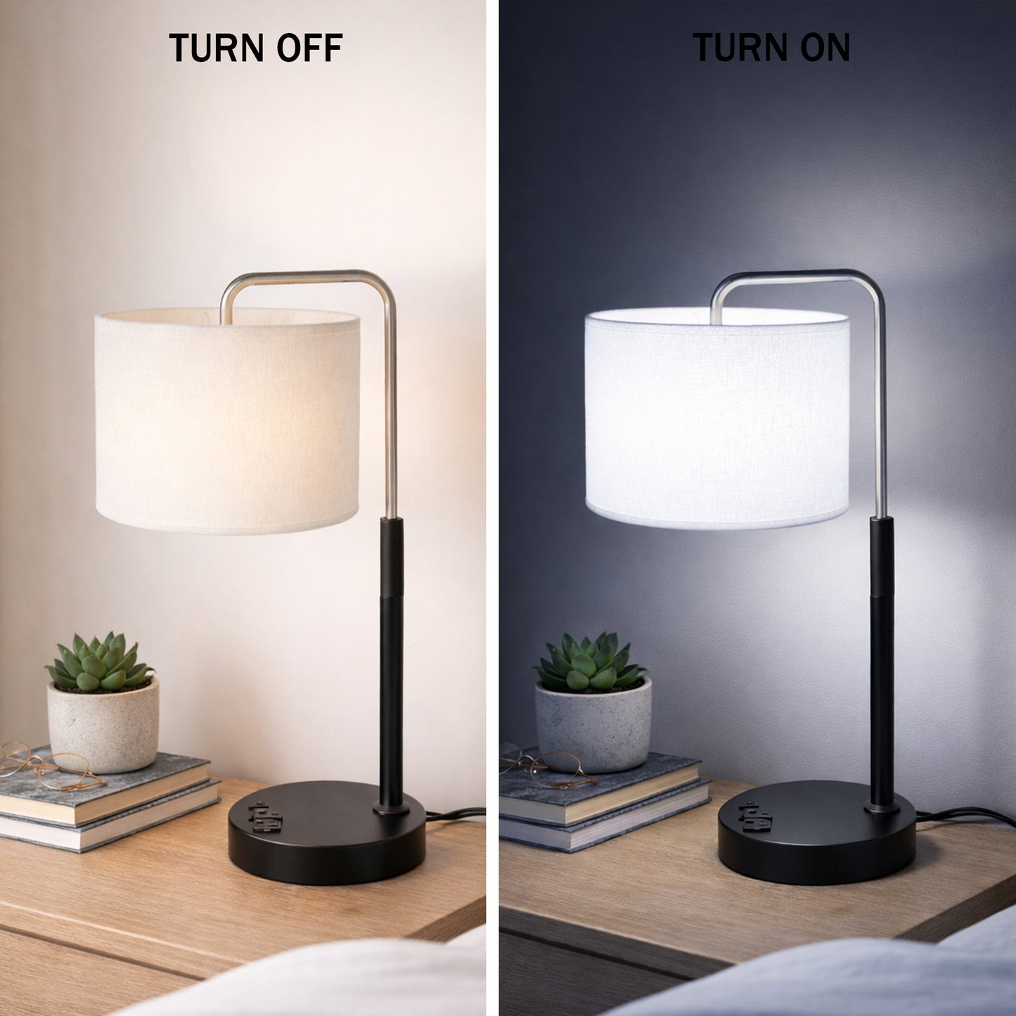 12.75″D x 23″H Modern Desk Lamp with White Linen Shade – Black or Brushed Nickel Finish - 2 Pack