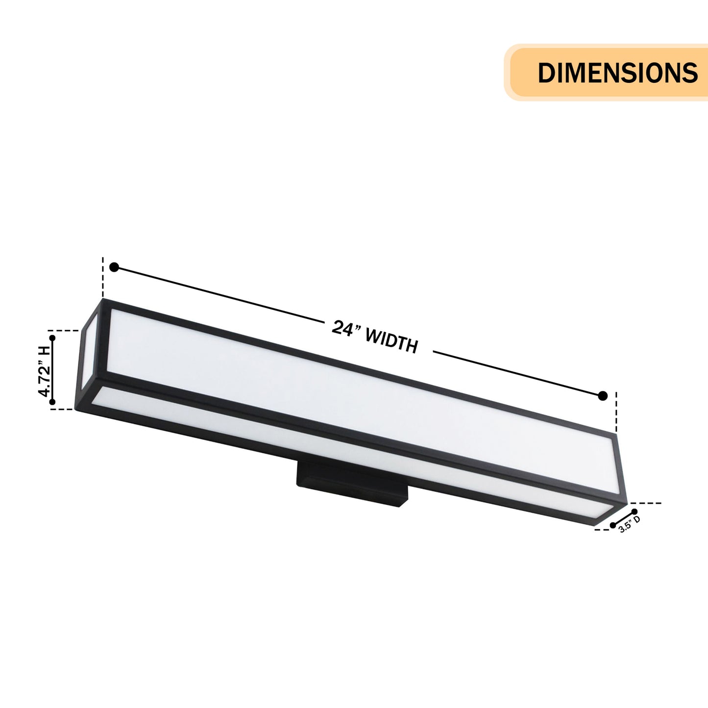 24″W x 3.5″D x 4.72″H Black LED Wall Light with Integrated 20W LED 3CCT – Hardwired