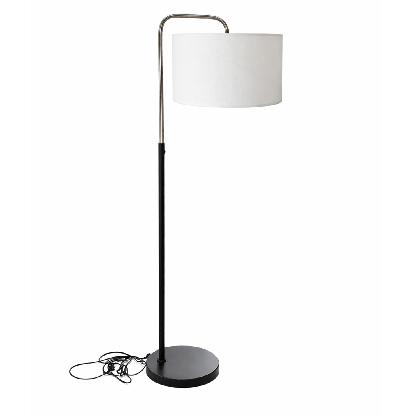 15″W x 60″H Floor Lamp with White Linen Shade – Black or Brushed Nickel Finish - 2 Pack