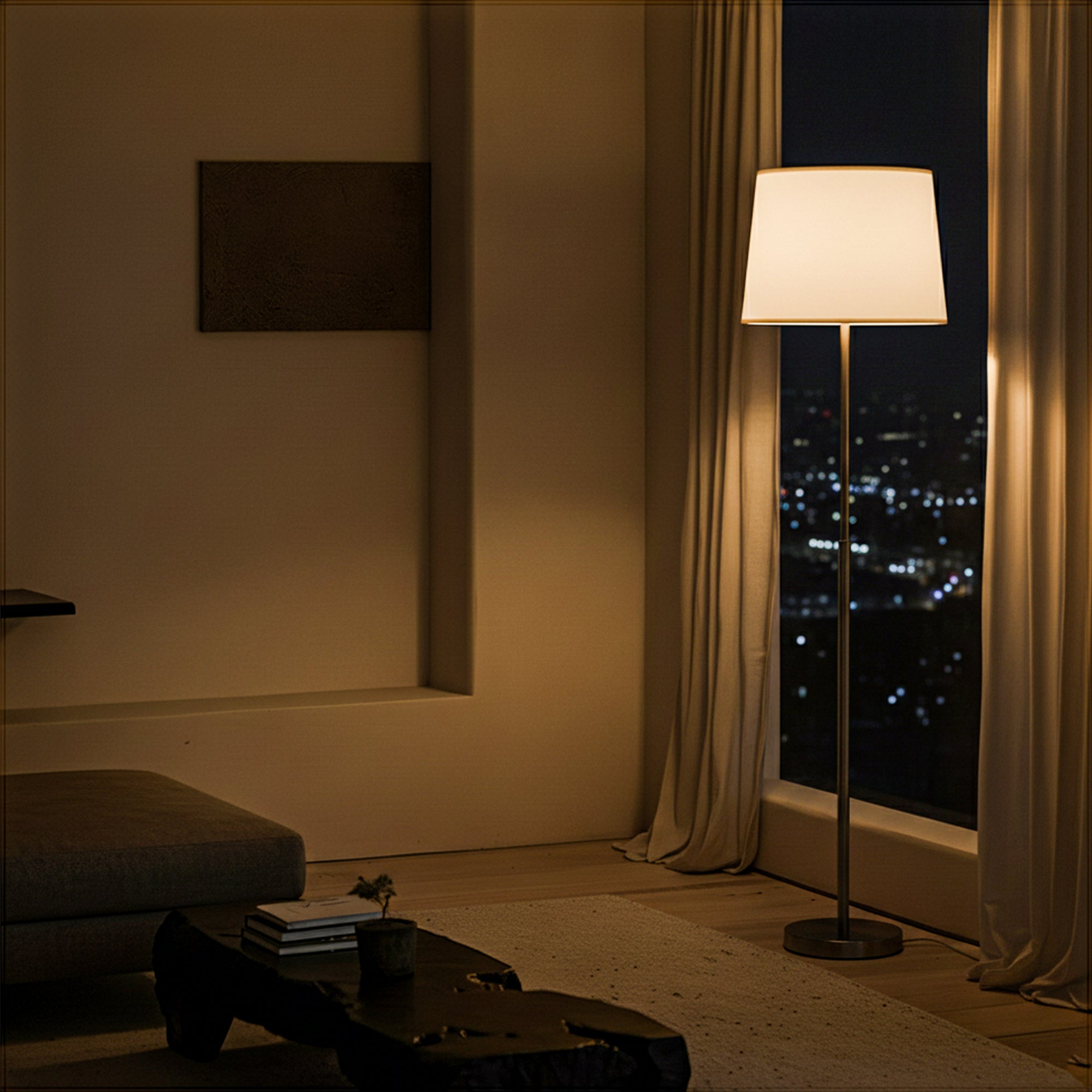 15" Dia x 59"H Modern Floor Lamp with White Linen Shade – Brushed Nickel Finish - 2 Pack