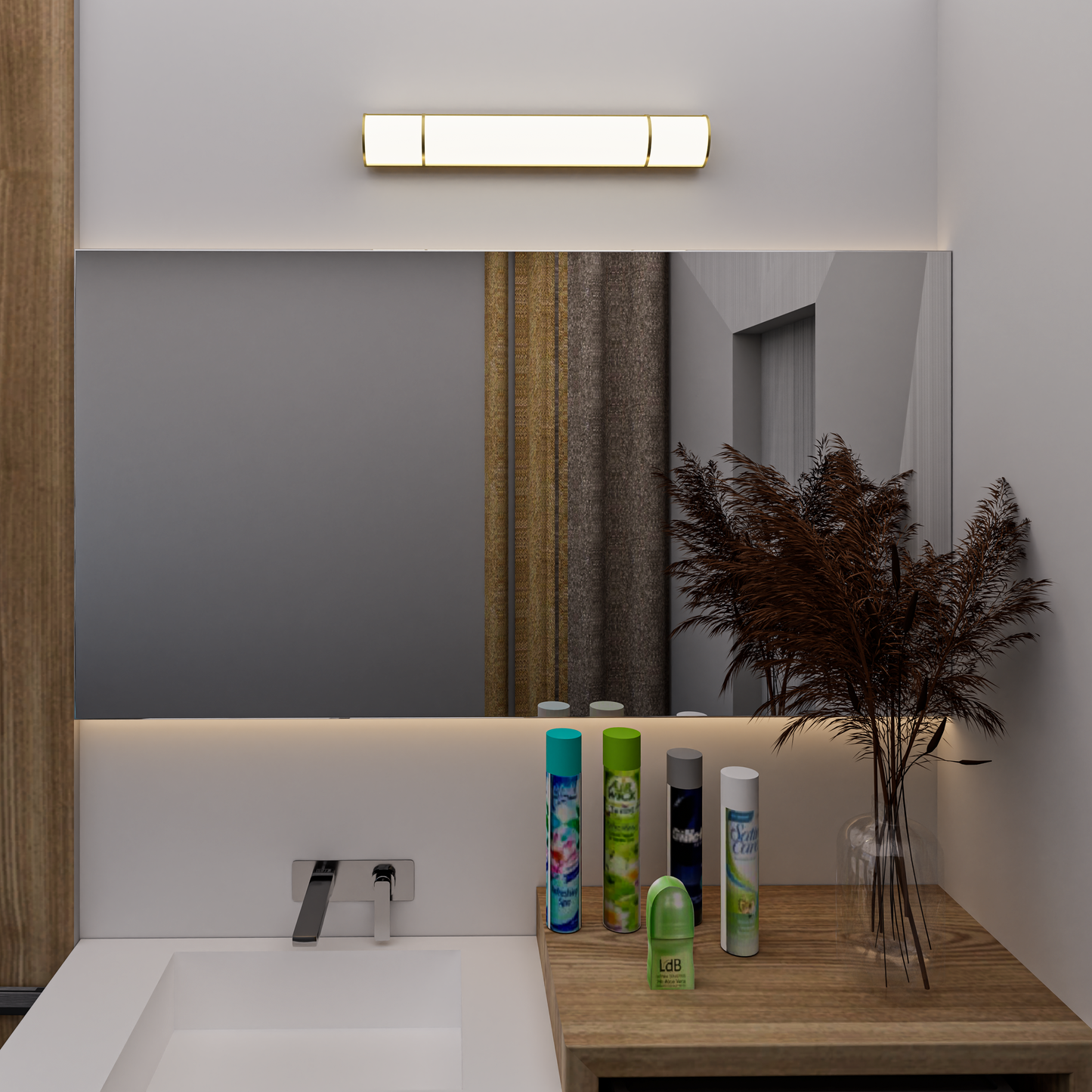 Half Cylinder Bathroom Light Fixtures, CCT Changeable, Dimmable , Brushed Nickel Finish, Bathroom Vanity Lighting