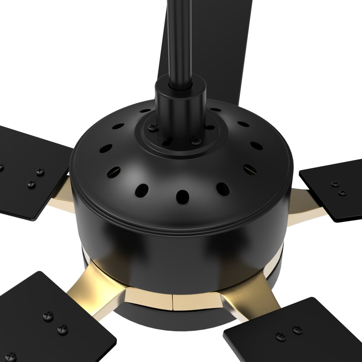 Appleton 52 Inch 5 - Blade Best Smart Ceiling Fan With Led Light Kit & Remote Control - Black/Black (Gold Detail) - LEDMyPlace