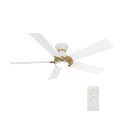 ASCENDER 48 inch 5 - Blade Flush Mount Smart Ceiling Fan with LED Light & Remote - LEDMyPlace