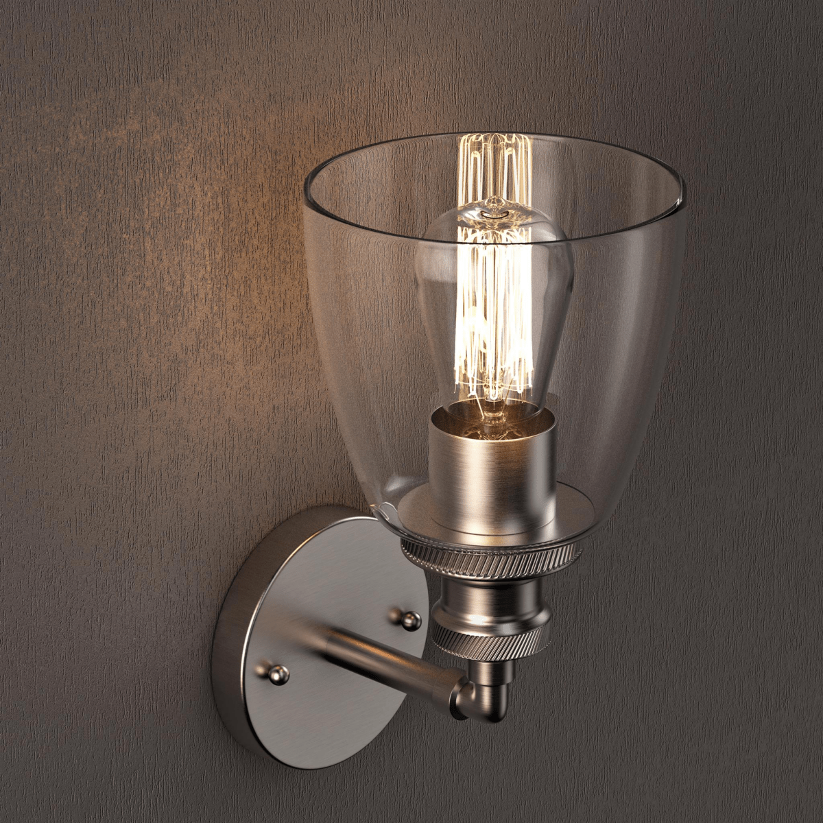 Bell Shape Wall Sconce Lighting Fixture, Brushed Nickel Finish, E26 Base, UL Listed for Dry Location, 3 Years Warranty - LEDMyPlace
